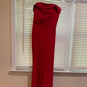 Crystal Sky Red Strapless Jumpsuit